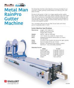 Metal Man RainPro Machine Data Sheet